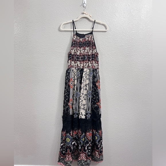 NEW ANTHROPOLOGIE BHANUNI BY JYOTI SLEEVELESS BLACK FLORAL MAXI DRESS SIZE 8 - Picture 3 of 14